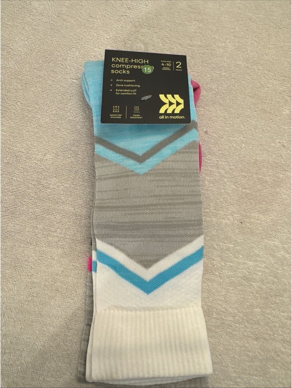 Women's Chevron Colorblock Compression 2 2pk Knee High Socks 4-10